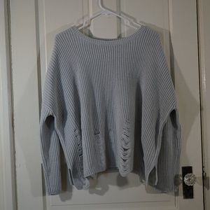 Knitted Distressed Bottom Sweater